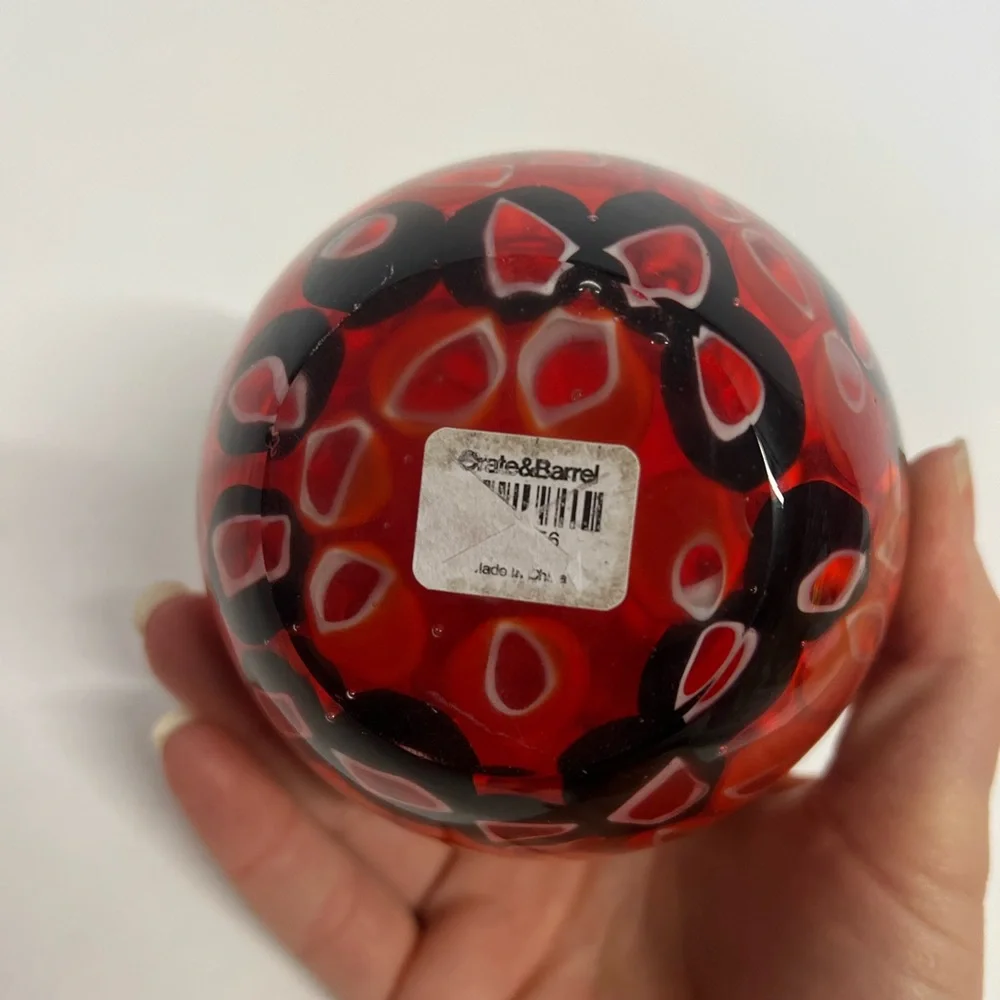 Crate & Barrel Art Glass Koda Mini Multi Colored Bud Vase Circular Shape Red 5